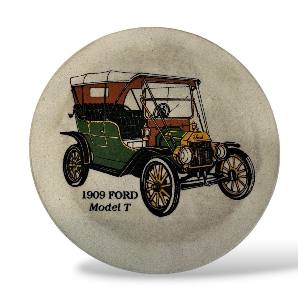 Vtg Classic Car Coasters Set of 4 Hindostone 1909 Ford Model T Cadillac Oakland